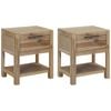 vidaXL 2x Solid Acacia Wood Nightstands with Drawers 40x30x48 cm Furniture