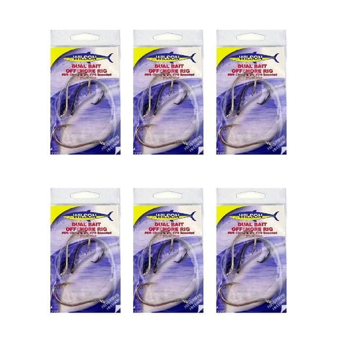 6x Wilson Live Dual Bait Offshore Rig 8/0Circle&2x7/0 Snooded Paternoster