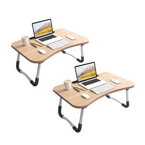 SOGA 2 Pack Foldable Laptop Bed Tables Walnut