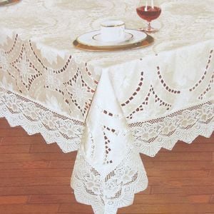 Chapel Gate Sophia Cream Jacquard Cutwork Lace Tablecloth 180 x 270 cm