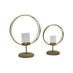 Willow & Silk Candle Holders on Timber Base - S/2