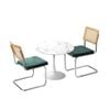 Oikiture 3PCS Dining sets 60cm Round Dining Table with Dining Chairs Velvet White&Green