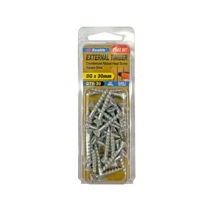 Zenith 8G x 30mm Galvanised Square Drive External Timber Screw - 30 Pack
