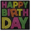 20pc Paw 3 Ply Lunch 33x33 cm Premium Paper Flexo Napcins - Birthday Neon