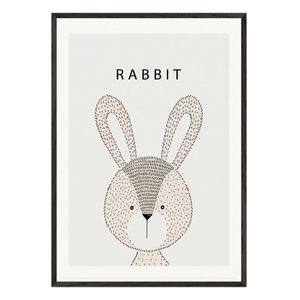 Galrie Charming Minimalist Rabbit Art Print for Modern Decor, Black Frame, A2 42 x 60cm (16 x 24inch)