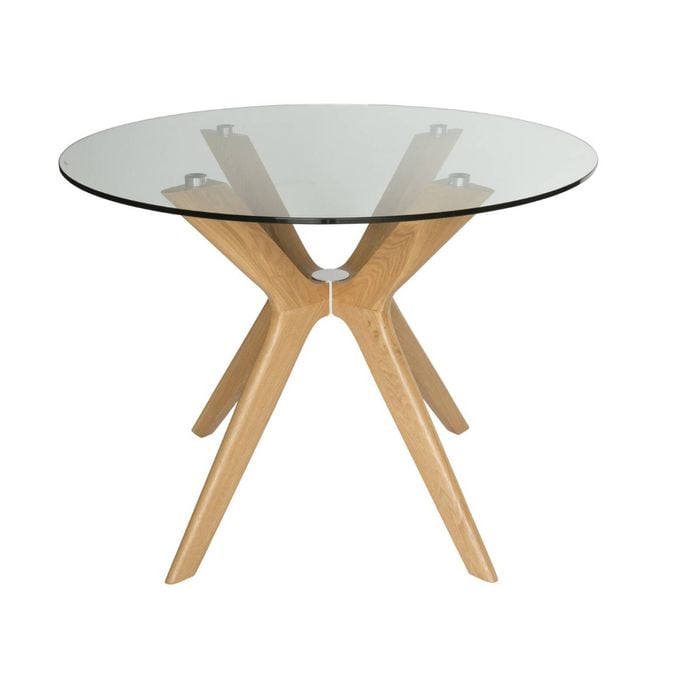 SK Designer Living | Doreen Collection | Round Glass Dining Table | 100cm - Natural