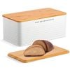 CARLA HOME Bread Bin with Bamboo Lid used as Chopping Board for Kitchen Countertop