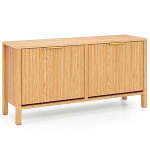Costway Shoe Storage Bench Rack 2 Flip Drawer Hall Adjustable Natural