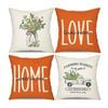 Catzon 4 Pcs Leaves Pillow Covers Linen Farmhouse Sweet Home Decorations-Orange