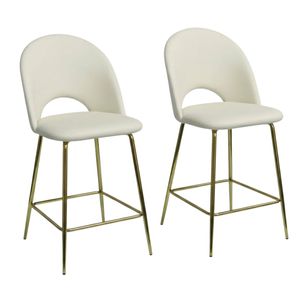Velvet Bar Stool White - Set of 2