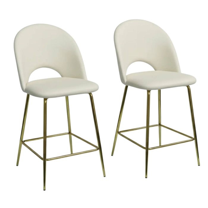 Velvet Bar Stool White - Set of 2