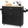 Costway Mobile Kitchen Island Trolley Sideboard w/Spice Rack Black