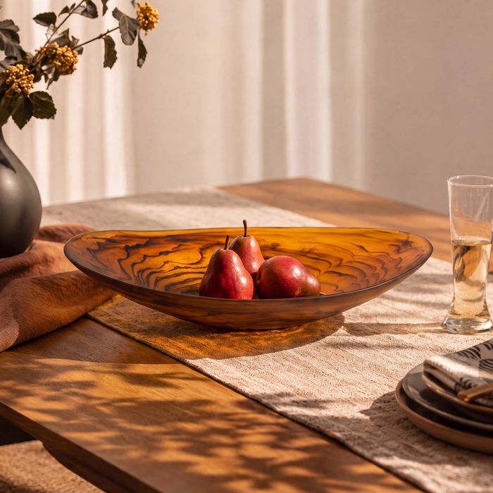 Cadence & Co. Chianti Resin Oval Serving Bowl Amber 44x28x9cm