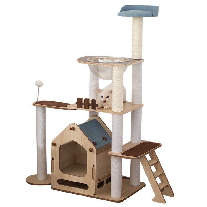 Furbulous 1.46m Cat Tree Mega Cat Tower and Scratching Post - Windmill style - Cream | 1.46m