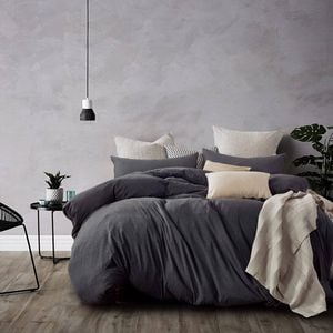 Gioia Casa 100% Jersey Cotton Quilt Cover Set - Black - Single
