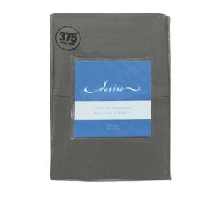 Bloomington 375TC Pair of 100% Cotton Premium Quality Standard Pillowcases Grey