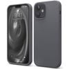 Silicone Phone Case For iPhone 12 Shockproof Microfiber Lining - Carbon Grey