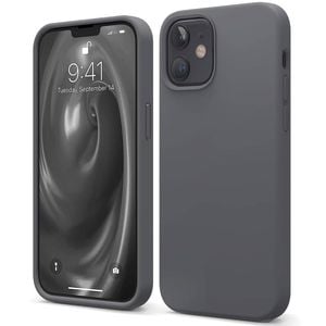 Silicone Phone Case For iPhone 12 Shockproof Microfiber Lining - Carbon Grey