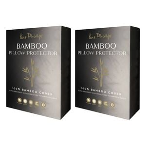 2x Bas Phillips Bamboo Pillow Protector Pillowcase 50cm X 75cm White