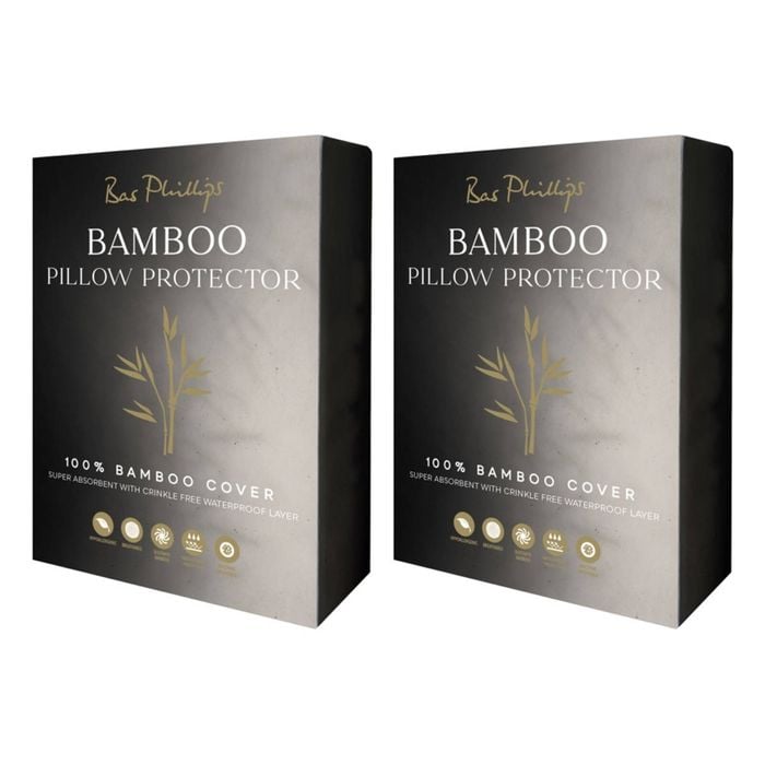 2x Bas Phillips Bamboo Pillow Protector Pillowcase 50cm X 75cm White