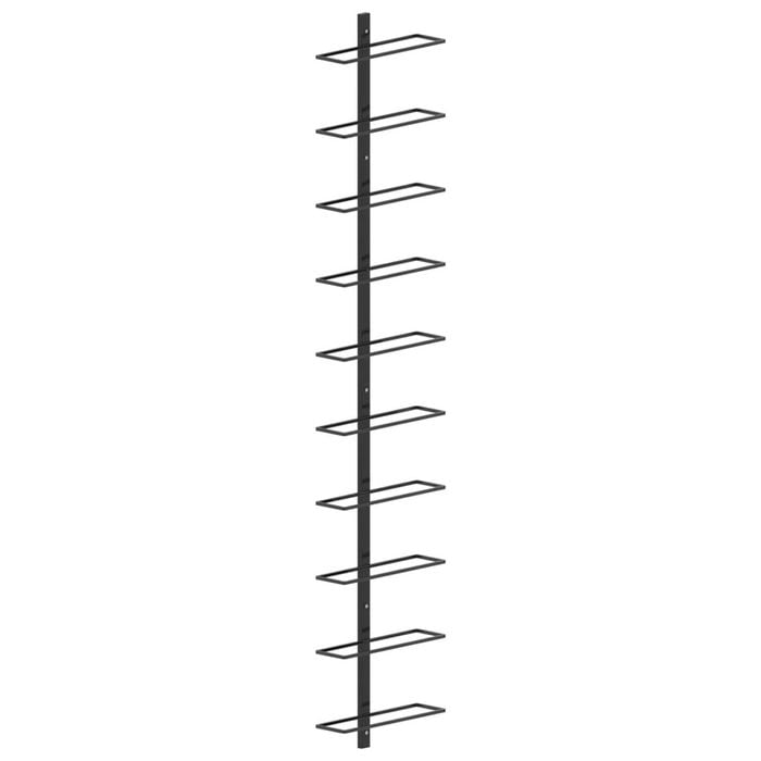 vidaXL Wall-mounted Wine Rack for 10 Bottles Black Metal Storage Organiser