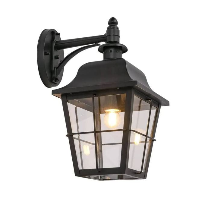Cla Lighting Trenero Exterior Surface Mounted Coach Wall Light Ip44 Matte Black