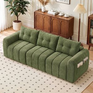 Advwin 235cm 3 Seater Sofa Chenille Modular Sectional Couch No Assembly Green