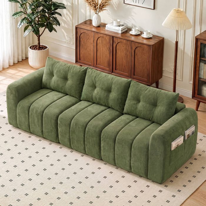 Advwin 235cm 3 Seater Sofa Chenille Modular Sectional Couch No Assembly Green