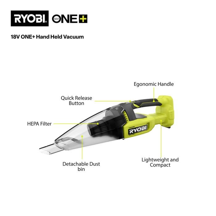 Hand Held Ryobi One Hand Vacuum Review Ryobi 18V ONE+ Hand Vacuum