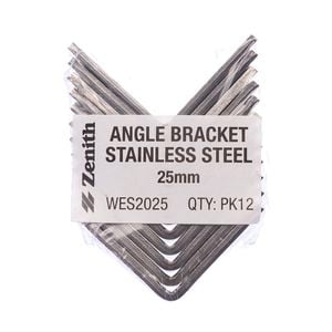 Zenith 25mm Stainless Steel Angle BracketÂ - 12 Pack