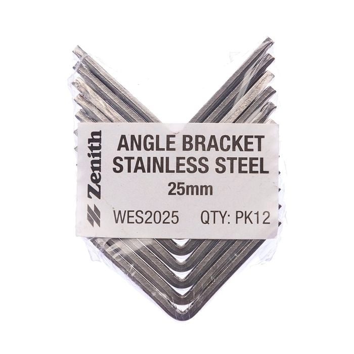 Zenith 25mm Stainless Steel Angle BracketÂ - 12 Pack