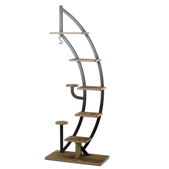Costway 6-Tier Metal Display Shelf Bookshelf Storage Units - Natural