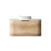 Attica 900mm Natural Oak Bentwood Wall Hung Curve Vanity With Natural Carrara Marble Top