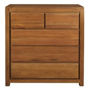 Amsterdam 5 Drawer Tall Boy  - Light Pecan