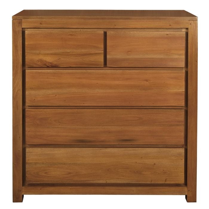 Amsterdam 5 Drawer Tall Boy  - Light Pecan