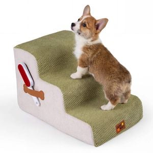 Costway 3 Steps Dog Foam Stairs Non-slip Soft Ladder W/lint Roller Green