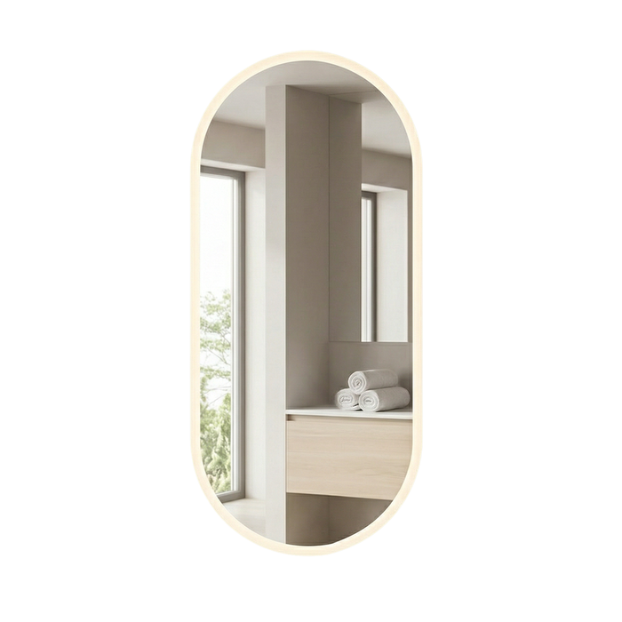 Barelli 900 x 450mm Signature Frameless Pill Shape Front-Lit LED Mirror