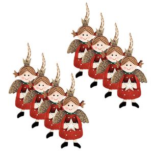 8PK Urban Mini Angels with Star Heart Hanging Decoration 8cm Red/Green Assorted