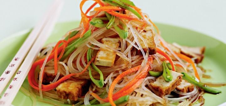 Tepanyaki Vegetable Wok Seared Ginger Glass Noodle Salad
