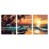 3pcs Vibrant Sunset Car Print 100% Australian Made 3 x 40x60cm (Metal Print)