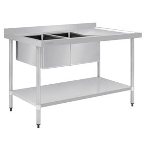 Vogue Double Bowl Sink R/H Drainer
