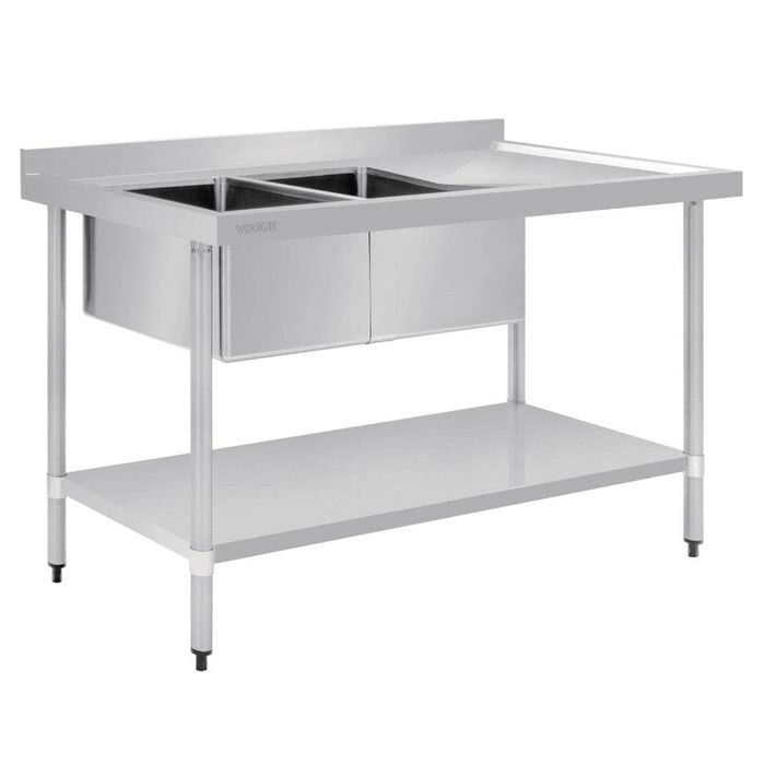Vogue Double Bowl Sink R/H Drainer