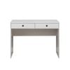 European Cabinetry White VJ Panel Round Black Odessa Desk
