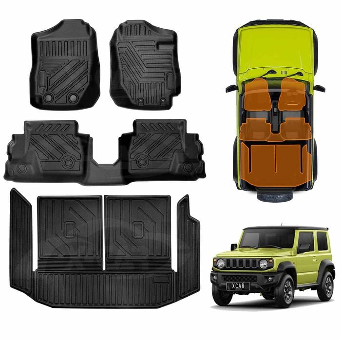 Floor Mats Split Fold Boot Liner for Suzuki Jimny 3-Door Manual 2018-Onwards All Weather Heavy Duty Cargo Car Trunk Luggage Tray