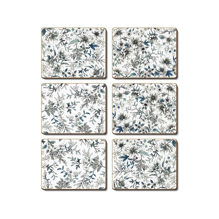 Cinnamon Cork Backed Coasters Set of 6 - Umbria Blue