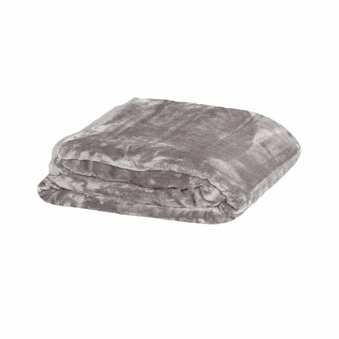 400gsm Soft Plain Faux Mink Blanket Queen 200x240 Cm Stone