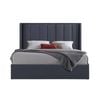 Gas Lift King Bed Frame Non-woven Fabric MDF KD Slats in Black