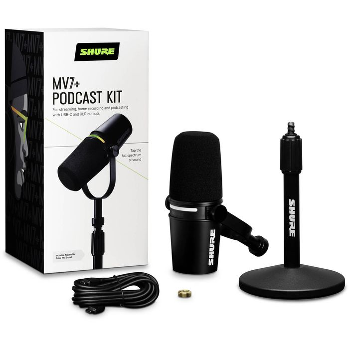 Shure Motiv MV7+ Podcast Microphone with Stand - Black