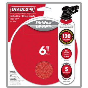 Diablo 150mm 120 Grit StickFast Sanding Disc - 5 Pack