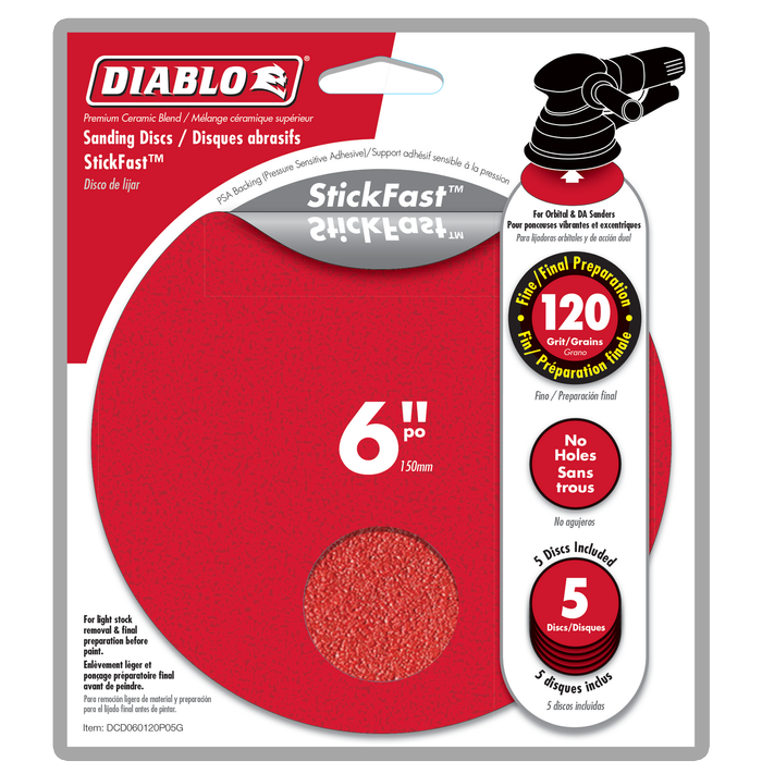 Diablo 150mm 120 Grit StickFast Sanding Disc - 5 Pack